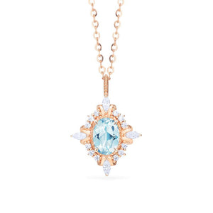 [Alessandra] Art Deco Oval Cut Necklace in Aquamarine Necklace michelliafinejewelry   