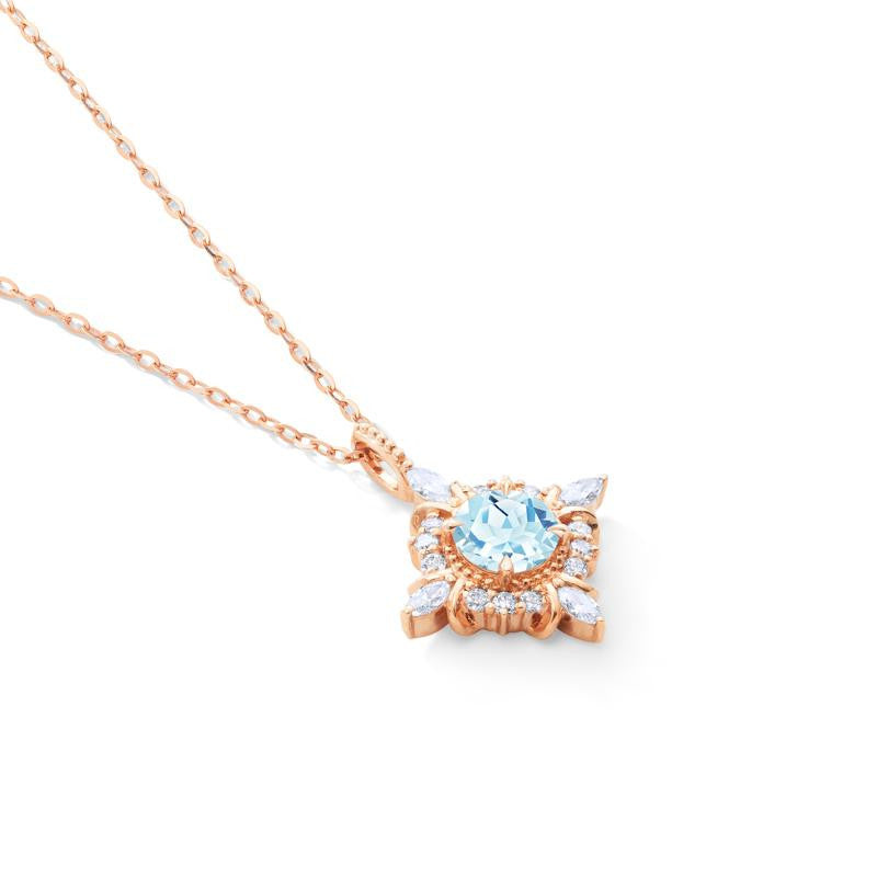 Astrid Art Deco Petite Necklace in Aquamarine – Michellia Fine