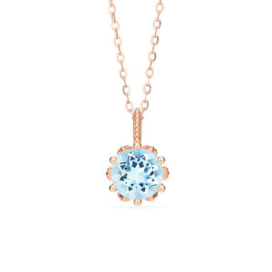 [Eden] Floral Solitaire Necklace in Aquamarine Necklace michelliafinejewelry   