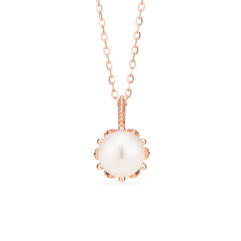 [Eden] Floral Solitaire Necklace in Akoya Pearl Necklace michelliafinejewelry   