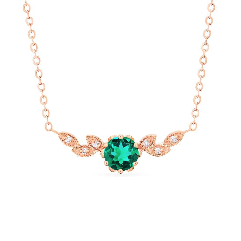 [Dahlia] Floral Leaf Necklace in Lab Emerald Necklace michelliafinejewelry   