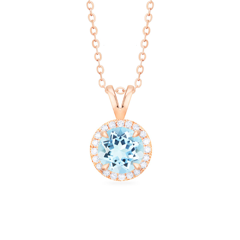 [Nova] Petite Halo Diamond Necklace in Aquamarine Necklace michelliafinejewelry   