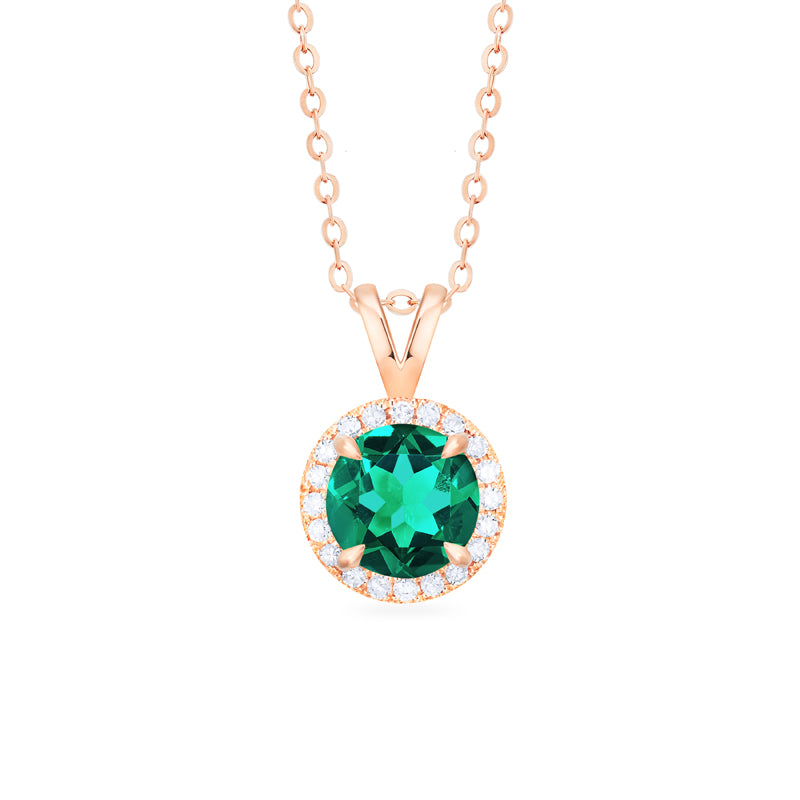 [Nova] Petite Halo Diamond Necklace in Lab Emerald Necklace michelliafinejewelry   