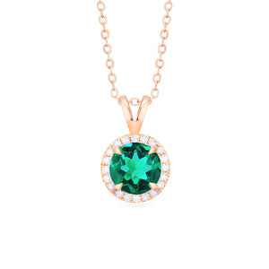 [Nova] Petite Halo Diamond Necklace in Lab Emerald Necklace michelliafinejewelry   