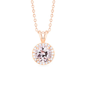 [Nova] Petite Halo Diamond Necklace in Morganite Necklace michelliafinejewelry   