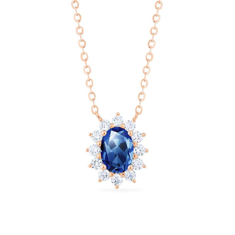 [Julianne] Vintage Bloom Oval Cut Necklace in Lab Blue Sapphire Necklace michelliafinejewelry   