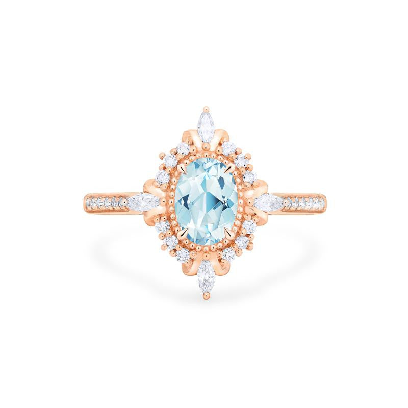 [Alessandra] Art Deco Oval Cut Ring in Aquamarine Women's Ring michelliafinejewelry   