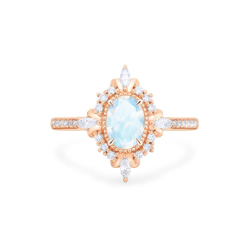 大注目！【leah alexandra】PETITE OVAL RING★ムーンストーン Alessandra | Art Deco Oval Cut Ring in Moonstone – Michellia