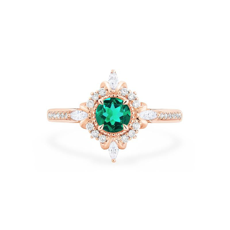 [Astrid] Art Deco Petite Ring in Lab Emerald Women's Ring michelliafinejewelry   