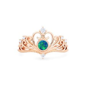[Ingrid] Swan Lovers Tiara Ring in Australian Boulder Opal Women's Ring michelliafinejewelry   