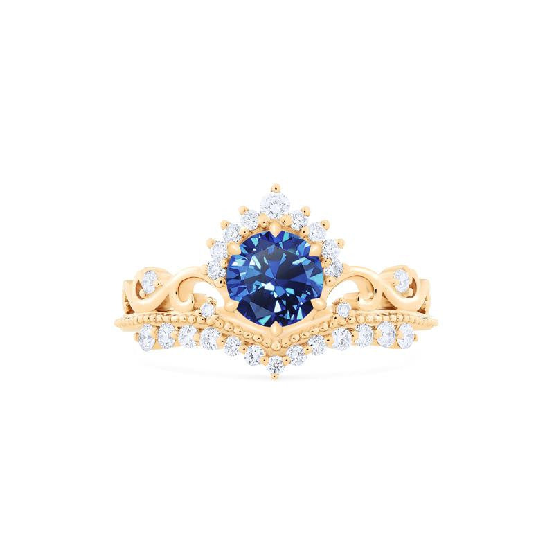 Theia | Heirloom Crown Engagement Ring in Lab Blue Sapphire