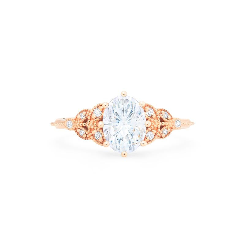 [Olivia] Classic Floral Oval Cut Ring in Moissanite / Diamond Women's Ring michelliafinejewelry   