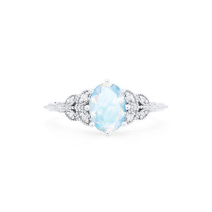 [Olivia] Ready-to-Ship Classic Floral Oval Cut Ring in Moonstone Women's Ring michelliafinejewelry   