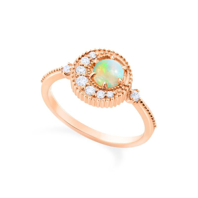 Luna | Crescent Moon Ring in Opal 18K White Gold / Main Ring Only