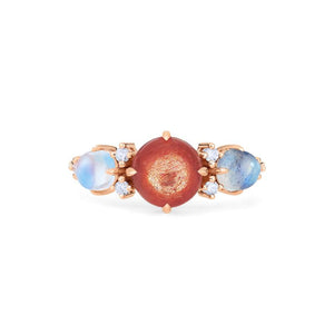 [Celestine] Galaxy Trio Three Stone Ring in Sunstone, Moonstone, and Labradorite Women's Ring michelliafinejewelry   