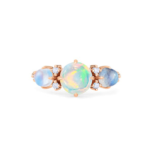 [Celestine] Galaxy Trio Three Stone Ring in Australian Opal, Moonstone, and Labradorite Women's Ring michelliafinejewelry   