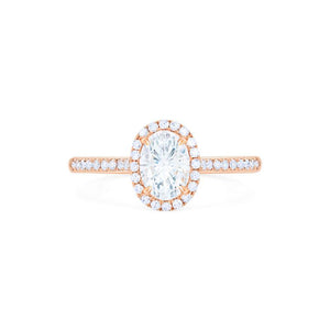 [Lenora] Petite Oval Halo Diamond Ring in Moissanite / Diamond Women's Ring michelliafinejewelry   