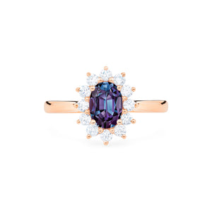 [Julianne] Vintage Bloom Oval Cut Ring in Lab Alexandrite Women's Ring michelliafinejewelry   