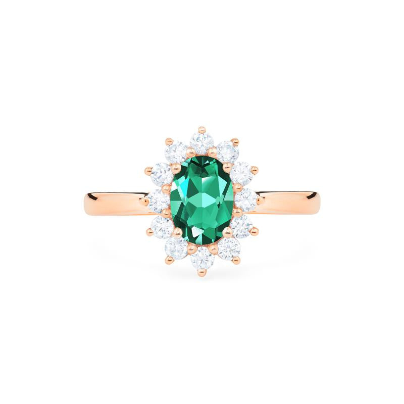 [Julianne] Vintage Bloom Oval Cut Ring in Lab Emerald Women's Ring michelliafinejewelry   