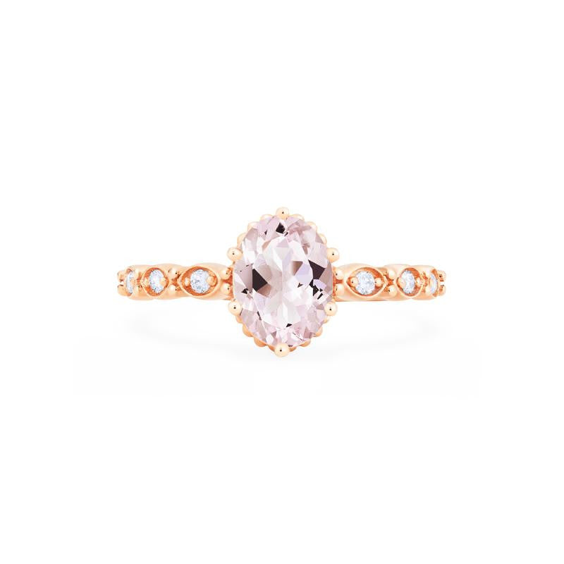 [Evelina] Vintage Classic Crown Oval Cut Ring in Morganite Women's Ring michelliafinejewelry   