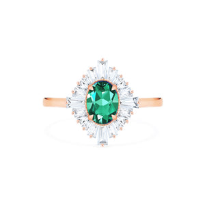 [Athena] Vintage Deco Oval Cut Goddess Ring in Lab Emerald Women's Ring michelliafinejewelry   