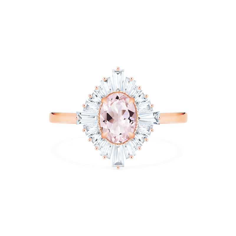 [Athena] Vintage Deco Oval Cut Goddess Ring in Morganite Women's Ring michelliafinejewelry   