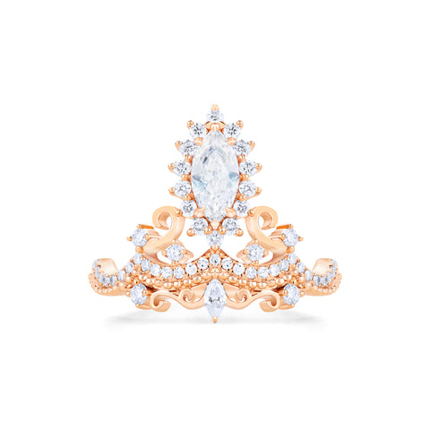 Versailles | Le Chateau Ring in Moissanite / Diamond 14K Rose Gold / Natural Diamond / 2-Piece Set w/Aurelia