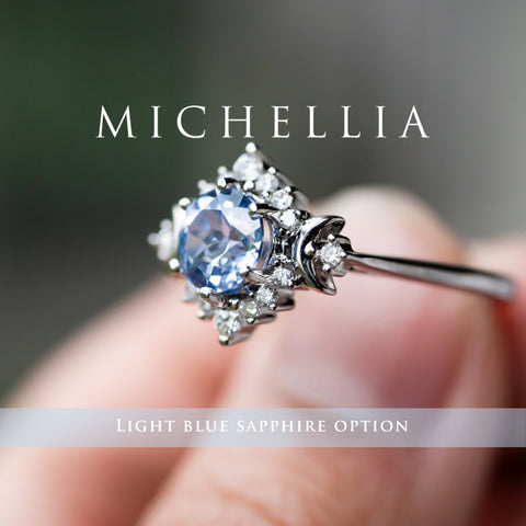 [Selene] Moon Goddess Engagement Ring in Blue Sapphire Women's Ring michelliafinejewelry   