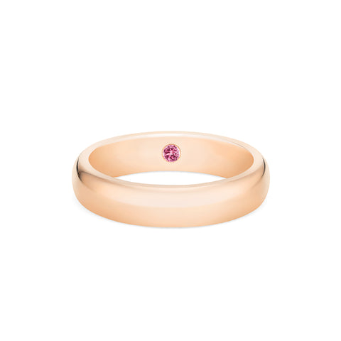 [Noah] Men's Classic Comfort Fit Band with Hidden Pink Sapphire, 5mm Men's Band Michellia Fine Jewelry   
