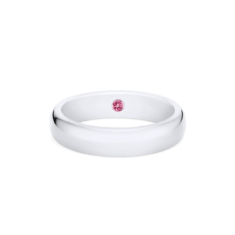 [Noah] Men's Classic Comfort Fit Band with Hidden Pink Sapphire, 5mm Men's Band Michellia Fine Jewelry   