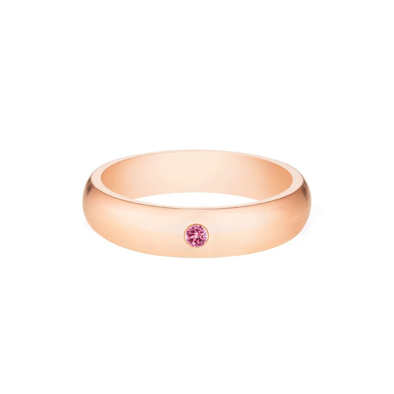 [Nolan] Men's Classic Comfort Fit Band with Outer Pink Sapphire, 5mm Men's Band Michellia Fine Jewelry   