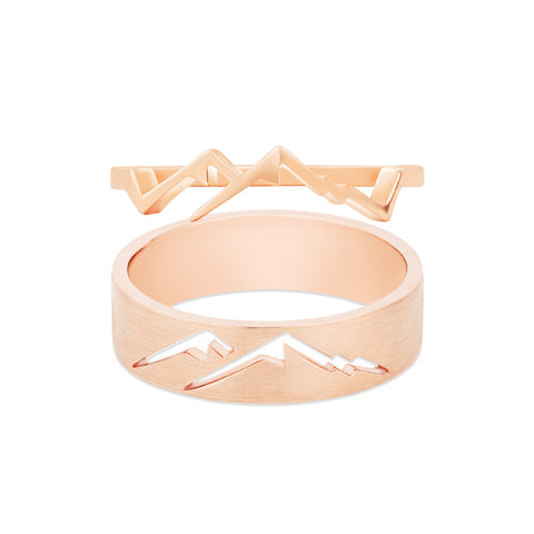 [Atlas & Gaia] Mountaineer Lovers Adventure Wedding Bands Men's Band Michellia Fine Jewelry   