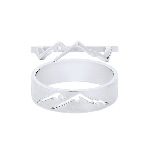 [Atlas & Gaia] Mountaineer Lovers Adventure Wedding Bands Men's Band Michellia Fine Jewelry   