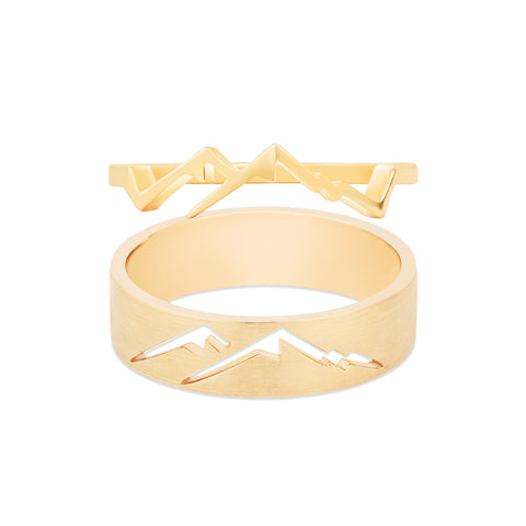 [Atlas & Gaia] Mountaineer Lovers Adventure Wedding Bands Men's Band Michellia Fine Jewelry   