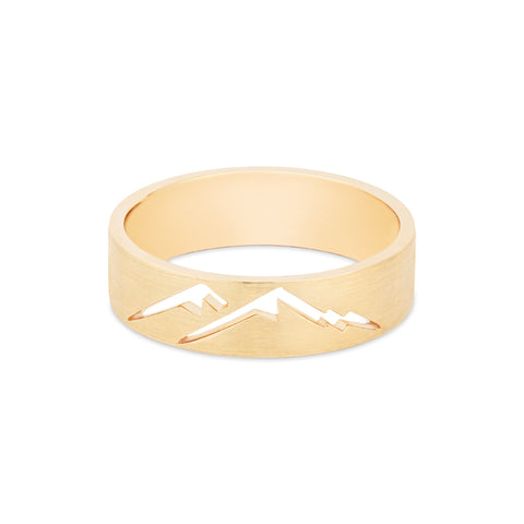 [Atlas & Gaia] Mountaineer Lovers Adventure Wedding Bands Men's Band Michellia Fine Jewelry   
