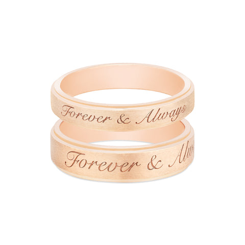 [Miles] Forever & Always Engraved Matching Wedding Band Men's Band Michellia Fine Jewelry   