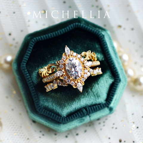 [Alessandra] Art Deco Oval Cut Ring in Lab Emerald Women's Ring michelliafinejewelry   