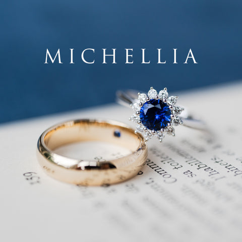 [Rosalie] Vintage Bloom Ring in Lab Blue Sapphire Women's Ring michelliafinejewelry   