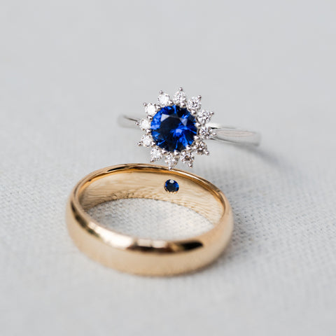 [Rosalie] Vintage Bloom Ring in Lab Blue Sapphire Women's Ring michelliafinejewelry   