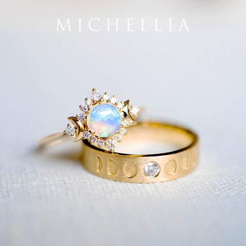 [Selene] Moon Goddess Engagement Ring in Blue Sapphire Women's Ring michelliafinejewelry   