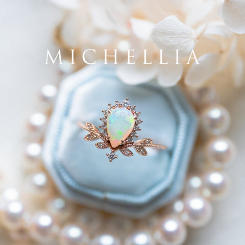 [Isadora] Woodland Fairy Pear Engagement Ring in Diamond / Moissanite Women's Ring michelliafinejewelry   