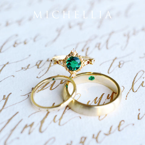 [Noah] Men's Classic Comfort Fit Band with Hidden Pink Sapphire, 5mm Men's Band Michellia Fine Jewelry   