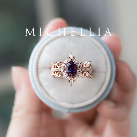 [Alessandra] Art Deco Oval Engagement Ring in Opal Women's Ring michelliafinejewelry   