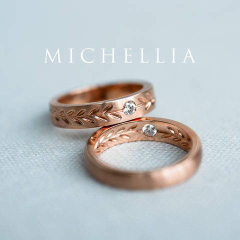 [Silvanus] Unisex Hidden Gemstone Laurel Leaf Wedding Band in Diamond Men's Band Michellia Fine Jewelry   