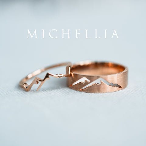 [Atlas & Gaia] Mountaineer Lovers Adventure Wedding Bands Men's Band Michellia Fine Jewelry   