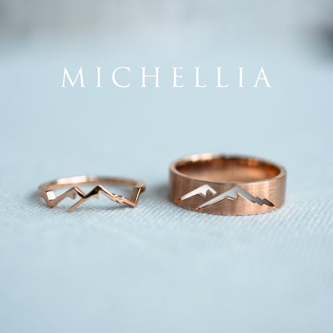 [Atlas & Gaia] Mountaineer Lovers Adventure Wedding Bands Men's Band Michellia Fine Jewelry   