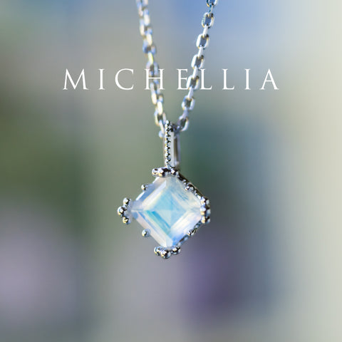[Astoria] Fluer De Lis Princess Cut Necklace in Moonstone Necklace michelliafinejewelry   