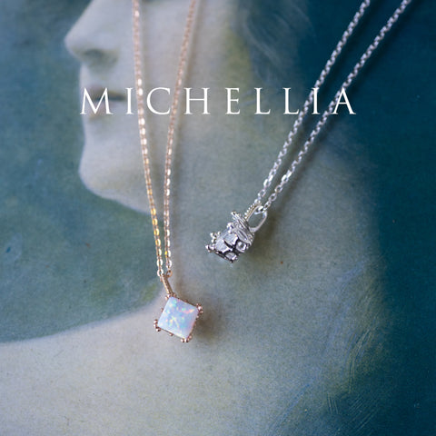 [Astoria] Snow Princess Ice Opal Necklace, 14K Rose Gold - One of A Kind & Ready-to-Ship Necklace michelliafinejewelry