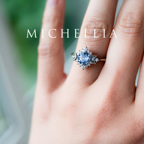 [Selene] Moon Goddess Engagement Ring in Blue Sapphire Women's Ring michelliafinejewelry   