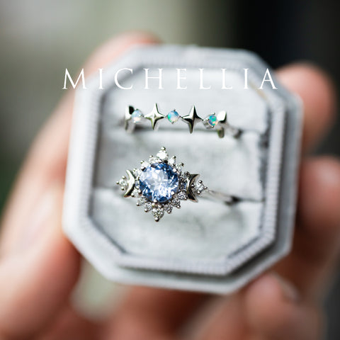 [Selene] Moon Goddess Engagement Ring in Blue Sapphire Women's Ring michelliafinejewelry   